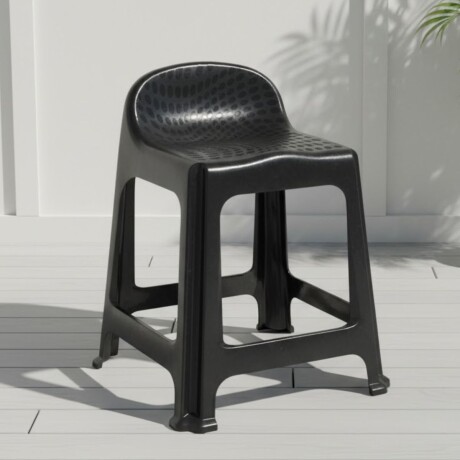 Banqueta con respaldo apilable resistente NEGRO