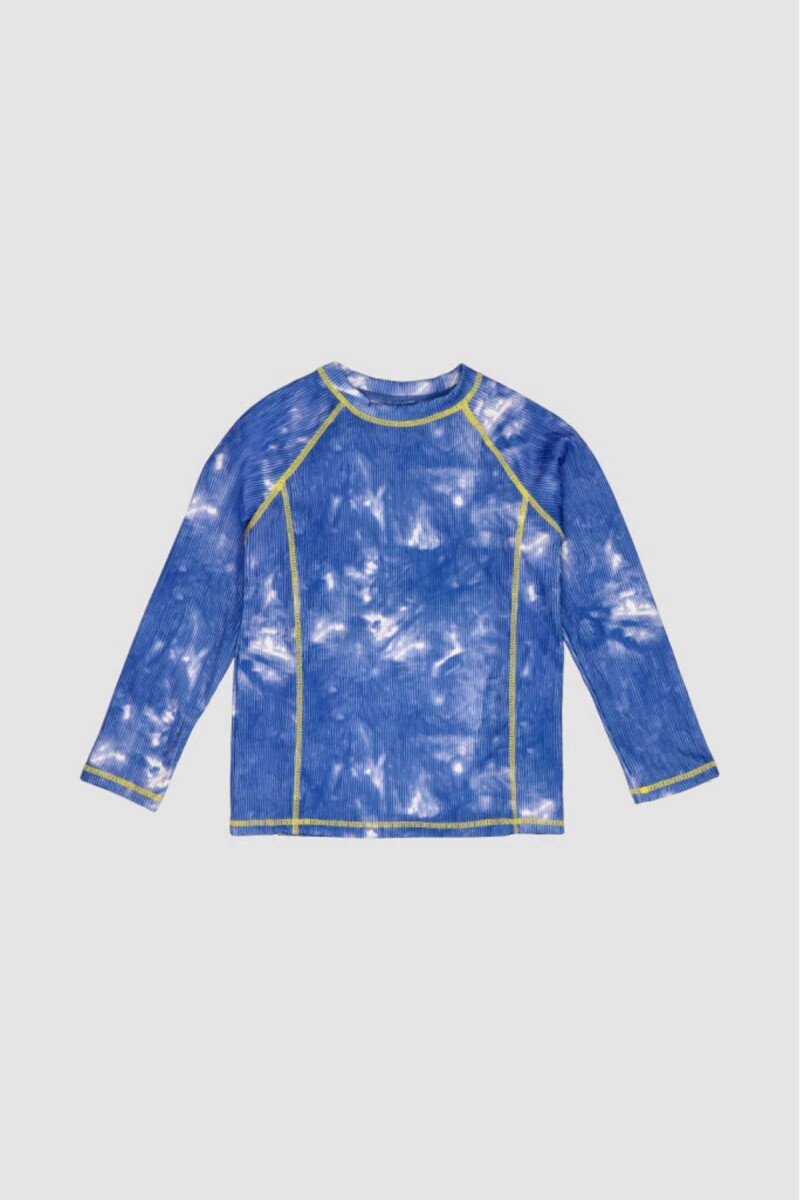 Tshirt manga larga print 2-10a - Batik azul 