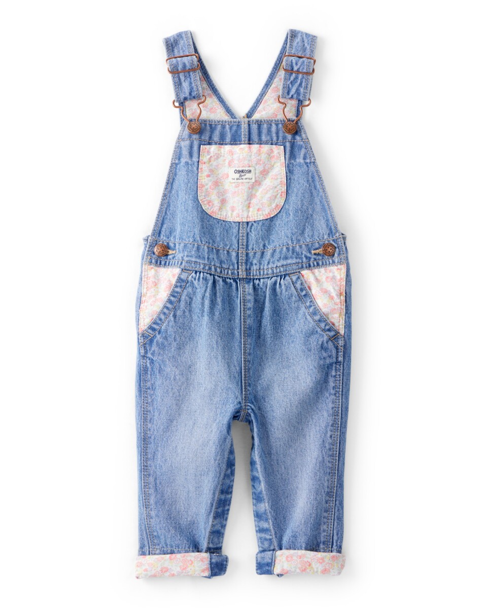 Enterito jean con parches florales. Talles 3-24M 