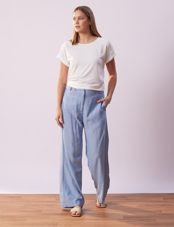 Pantalon Lino Wide Leg CELESTE