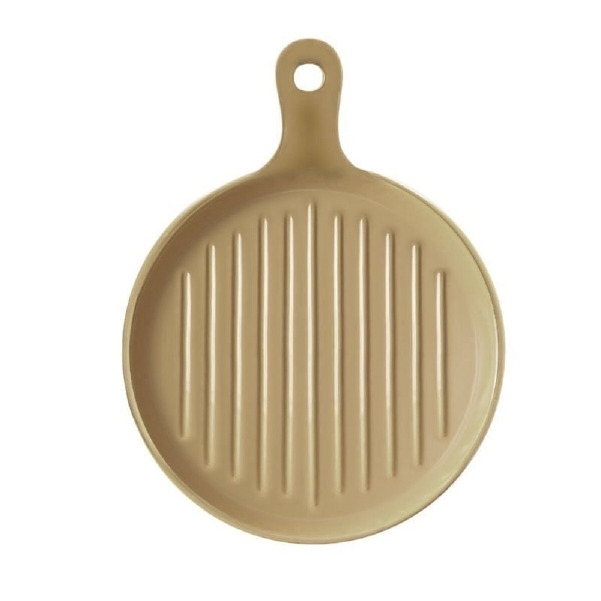 PLATO CON MANGO CERAMICA 24x19x3CM BEIGE MATE 