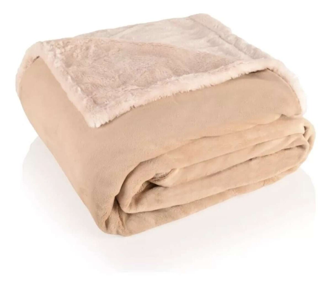 Frazada Reversible Polar Corderito Microfibra 1 Plaza - Beige 