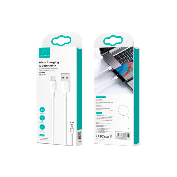Cable Usams microUSB 1 metro color blanco Cable Usams Microusb 1 Metro Color Blanco