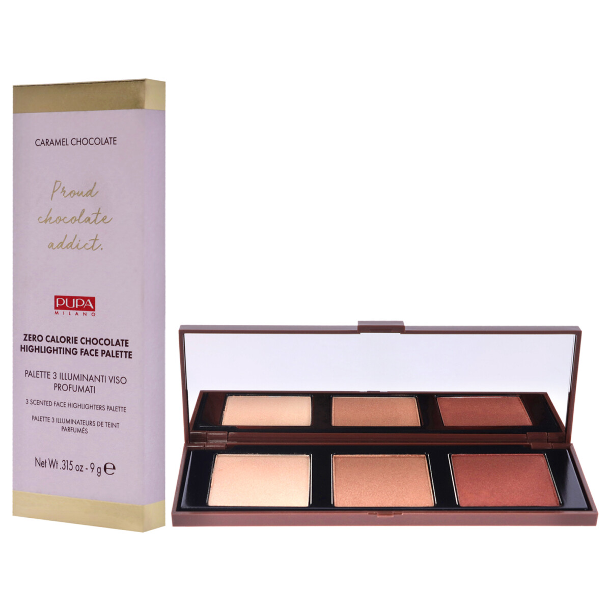 Paleta de Iluminadores Zero Calorie Chocolate Highlighter Palette 002 Caramel Chocolate - Pupa 