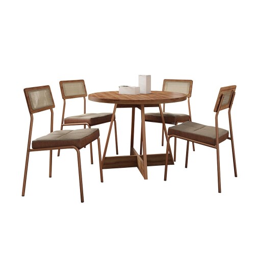 Juego de comedor Mesa Redonda - Lux Atria Marrón