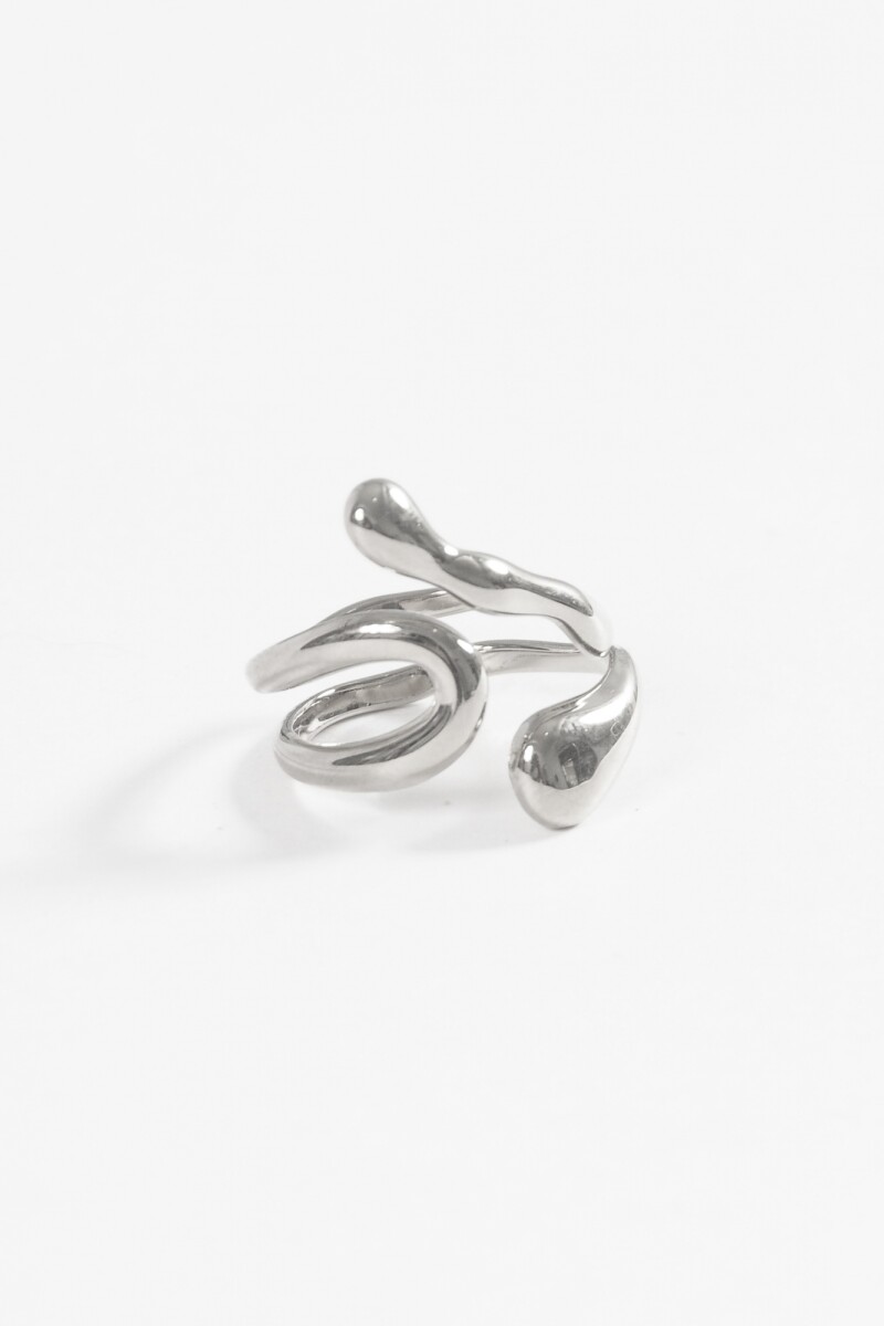 Anillo acero Wavy plateado