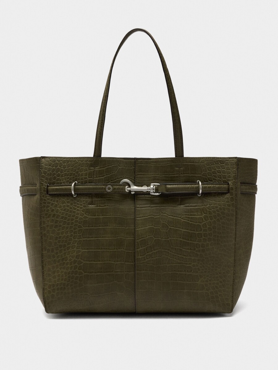 Bolso Shopper Grabado Animal verde