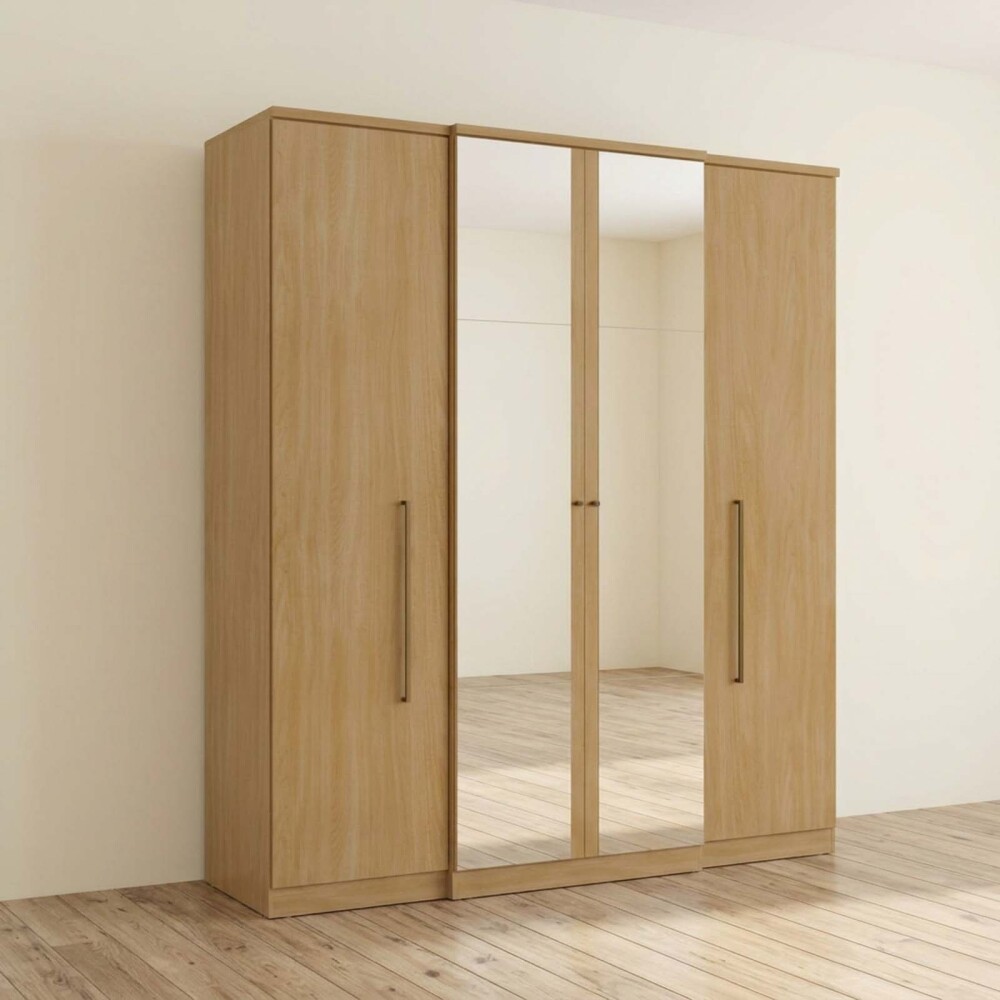 PLACARD ROPERO 4 PUERTAS MDP MARRON SPLENDORE GLASS