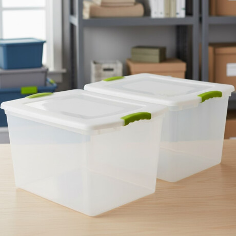 Set x2 Caja organizadora 45 lts Wenbox TRANSPARENTE