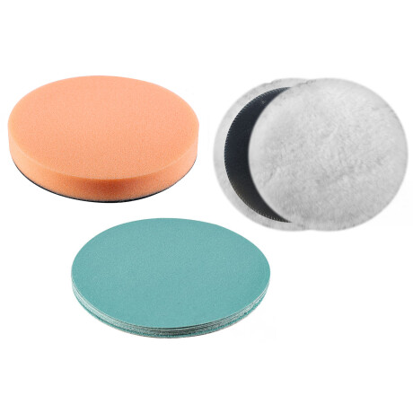 Set De Almohadilla, Bonete De Lana Y Lijas Para Pulidora 7", 12 Piezas Set De Almohadilla, Bonete De Lana Y Lijas Para Pulidora 7", 12 Piezas
