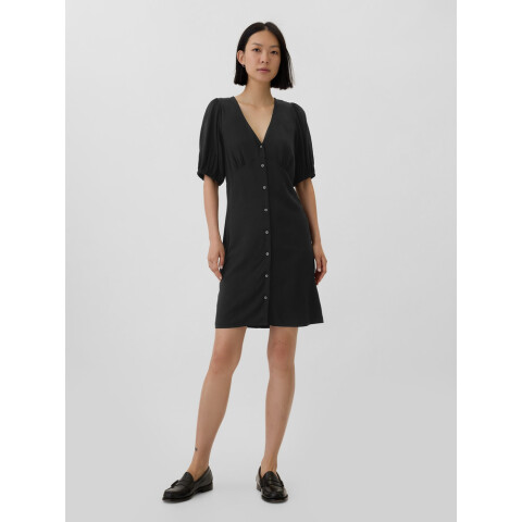 V-BUTTON FRONT SS DRESS BLACK