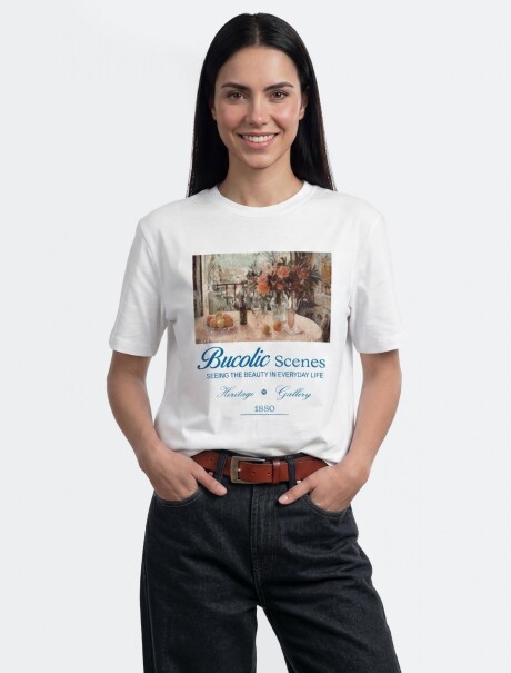 BLUSA ESTAMPADA DE MANGA CORTA BLANCO