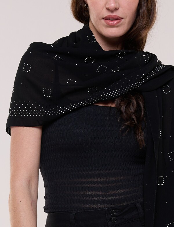 Pashmina Noche Con Apliques De Strass NEGRO/PLATEADO