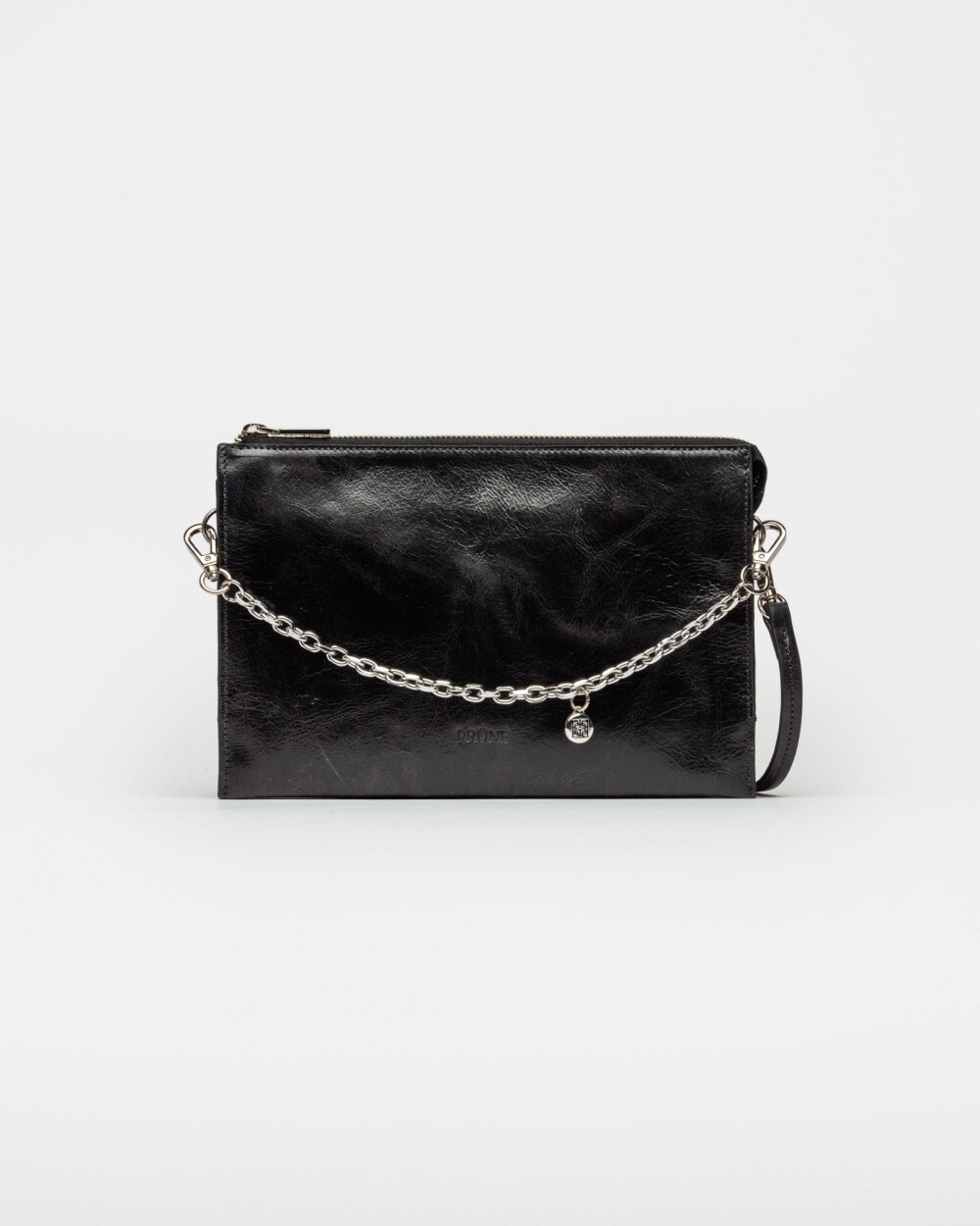 Bandolera Kaia en cuero arrugado Negro
