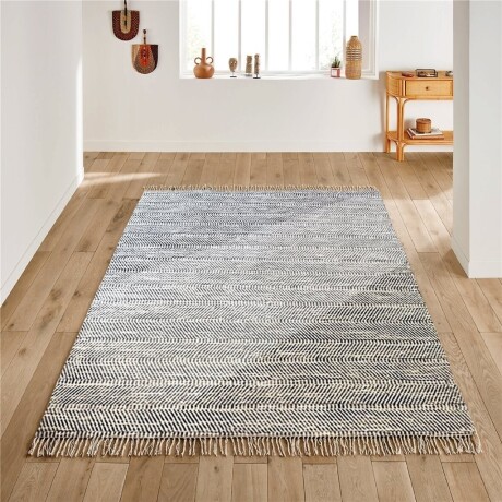 ALFOMBRA 150X210CM JASPEADO CON FLECOS NATURAL Y NAVY ALFOMBRA 150X210CM JASPEADO CON FLECOS NATURAL Y NAVY