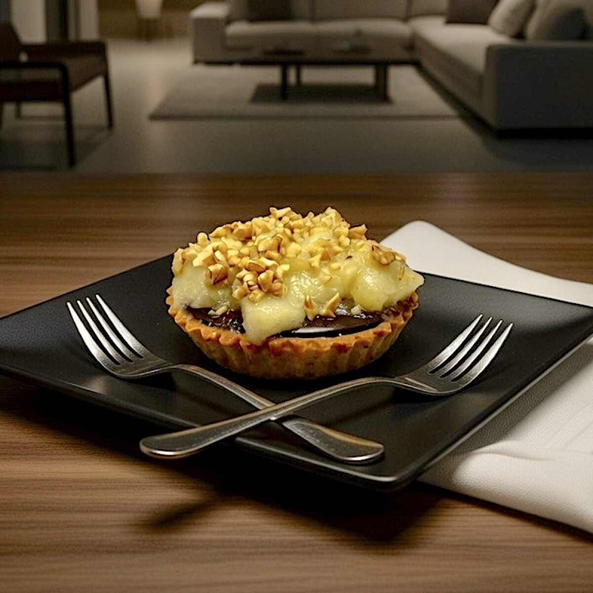 Ganache de Chocolate con Peras Caramelizadas y Nueces 