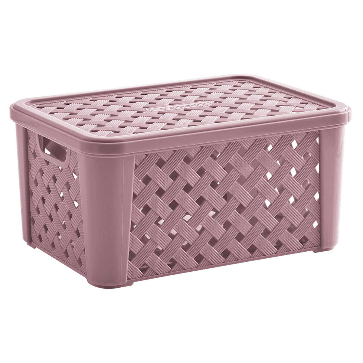 Caja organizadora simil rattán con tapa G - ROSADO 