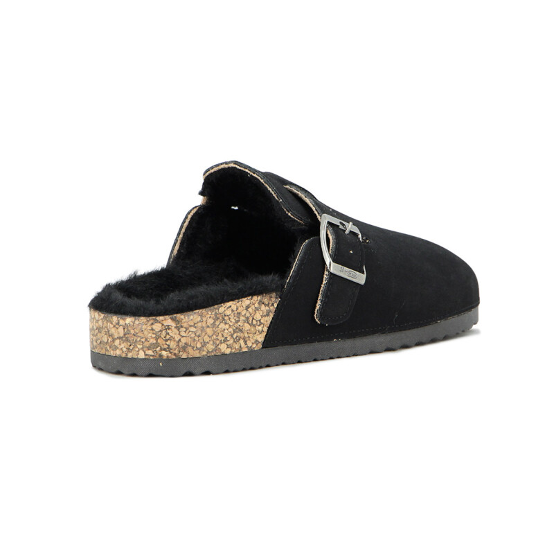Darkness Zueco Casual Dama Suela Baja /c/hebilla Y Corderito / Negro Negro