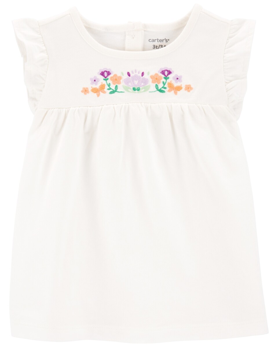 Remera de algodón, con bordado floral 
