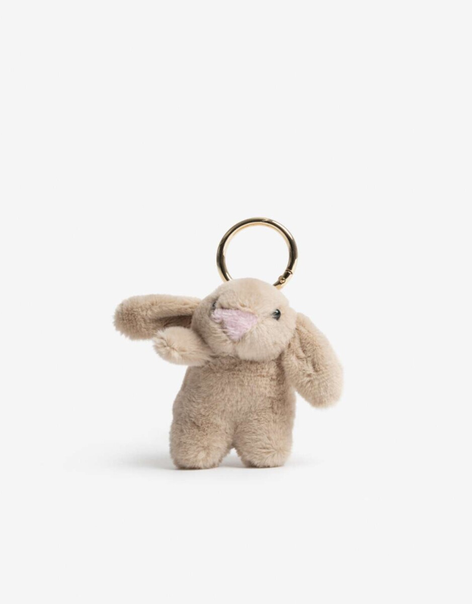 Llavero Y Bag Charm Peluche Conejo - Gris Claro 