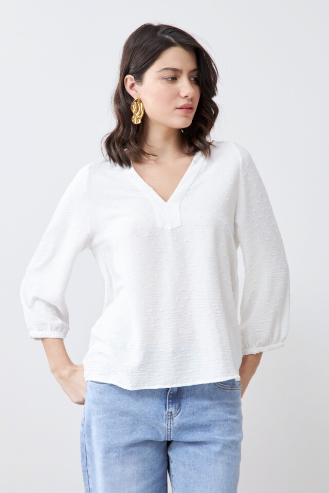 Blusa fantasía escote V crudo