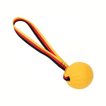 Juguete Pelota Con Cinta Morder Arañar Para Perros Gatos Variante Color Amarillo