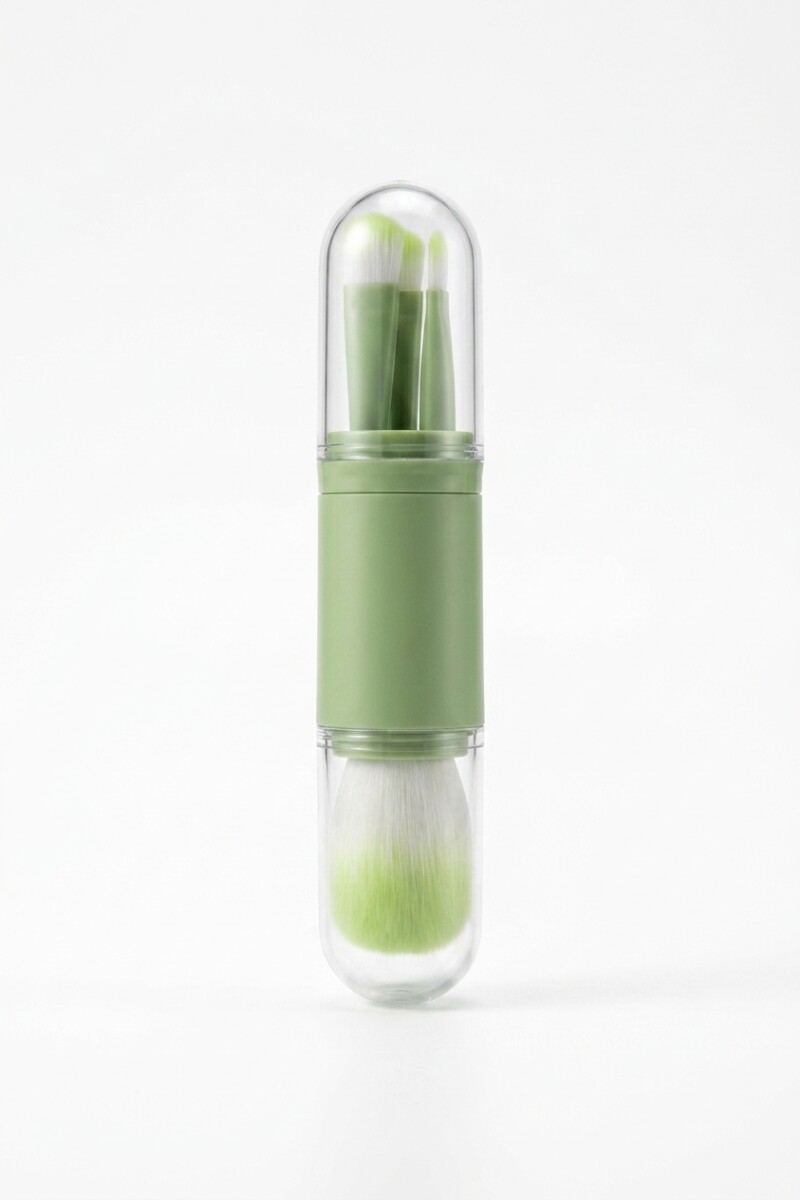 Set de 3 brochas para maquillaje verde