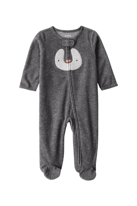 Pijama una pieza de micropolar, con pie, estampa pingüino Sin color