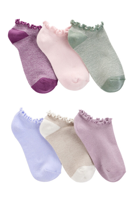 Pack seis pares de medias invisibles de algodón, festoneadas Sin color