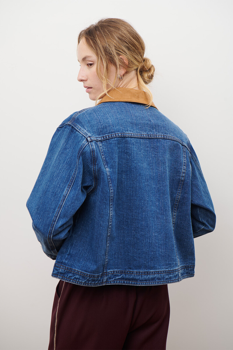 CHAQUETA JEAN CUELLO CAMEL