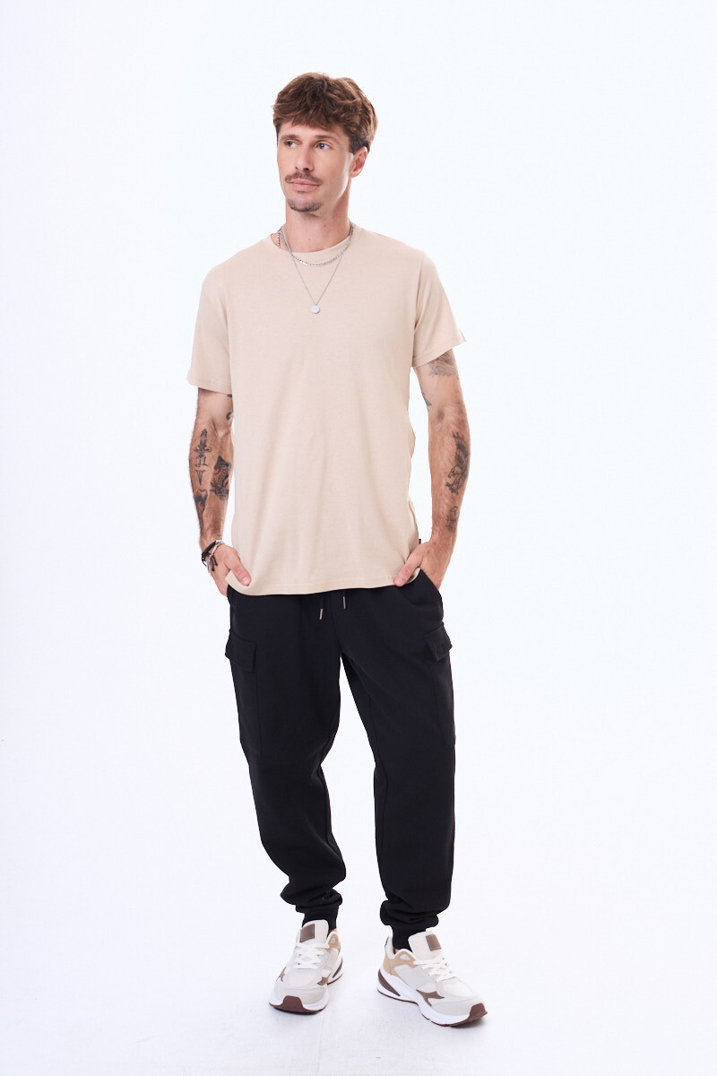 Pantalon cargo de felpa Fortaleza Negro