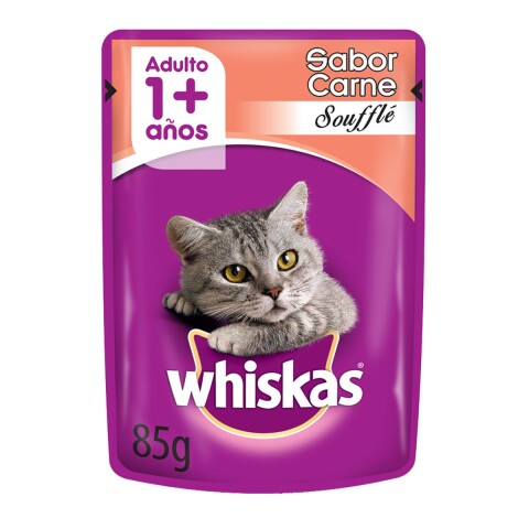 WHISKAS EN SALSA SOUFFLE CARNE ALIMENTO HUMEDO 85 GRS