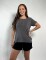 Remera estampada con brillos Brenda Topo