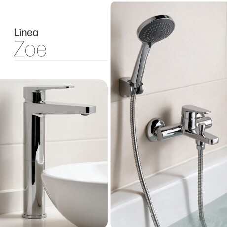 JUEGO DE GRIFERIA MONOCOMANDO CROMO BRILLO LINEA ZOE CROMO