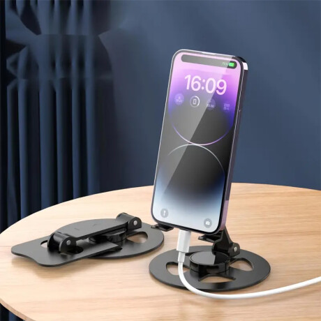 Soporte de metal giratorio para celular o tablet Negro