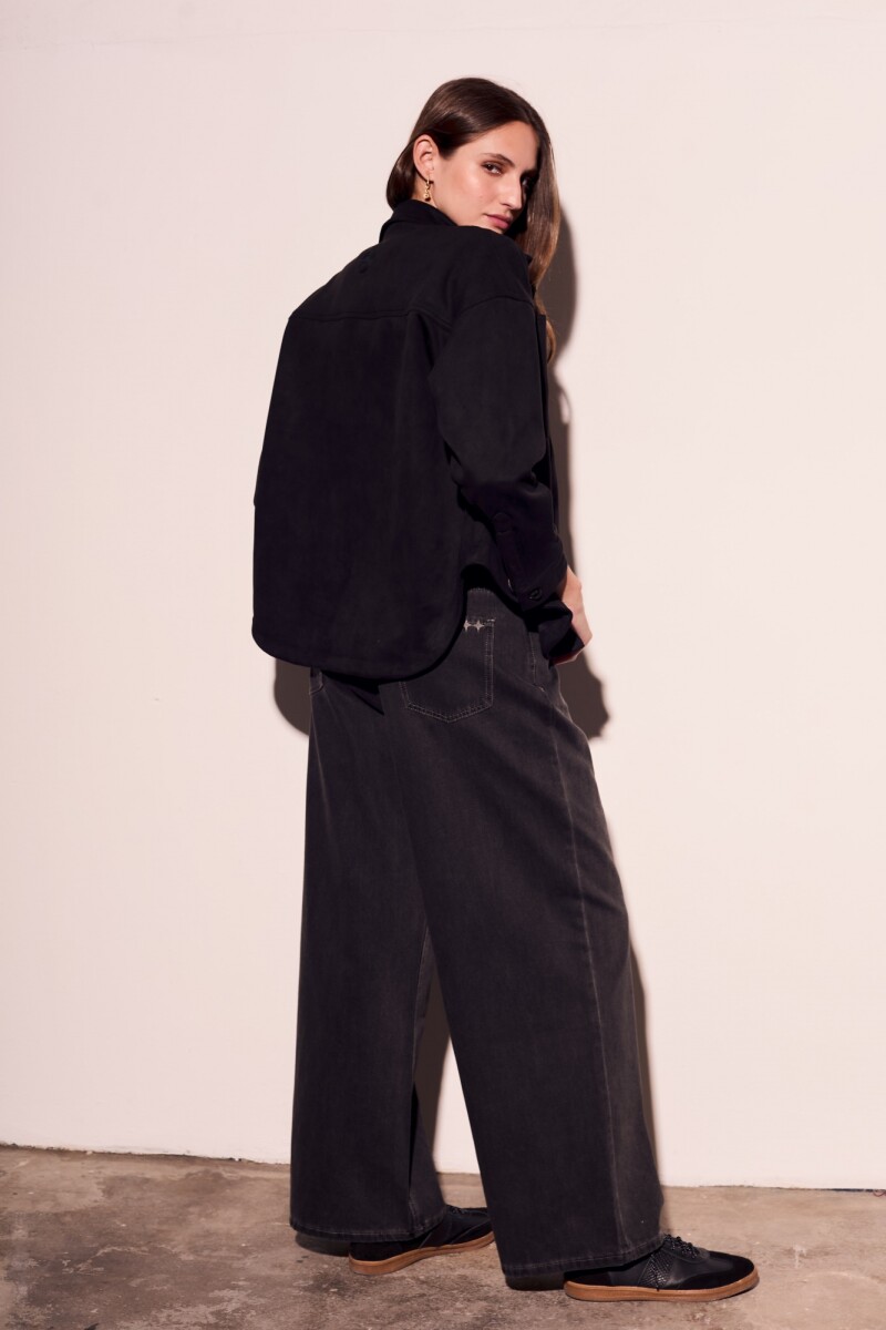 Sobrecamisa Gamuza Cuero Vegano Negro