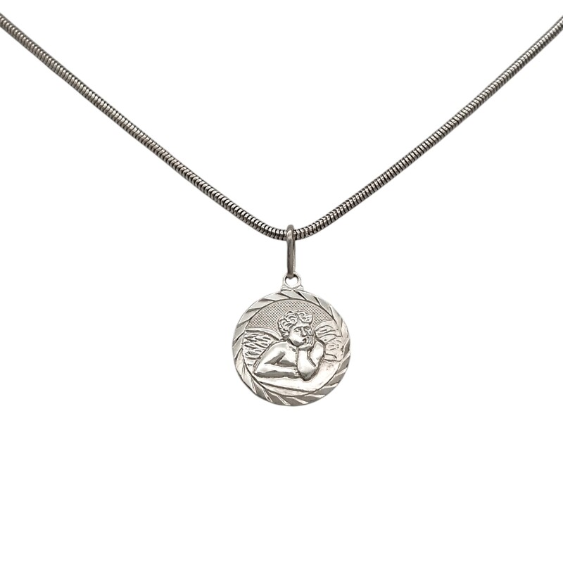 Dije Medalla Ángel de la Guarda- Plata 925- Sin Piedra- CP3018 sinpiedra