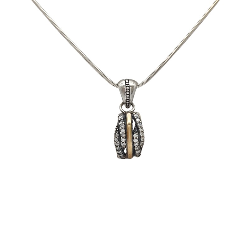 Dije Elegante - Plata y Oro- Zirconia-CP5412 conpiedra