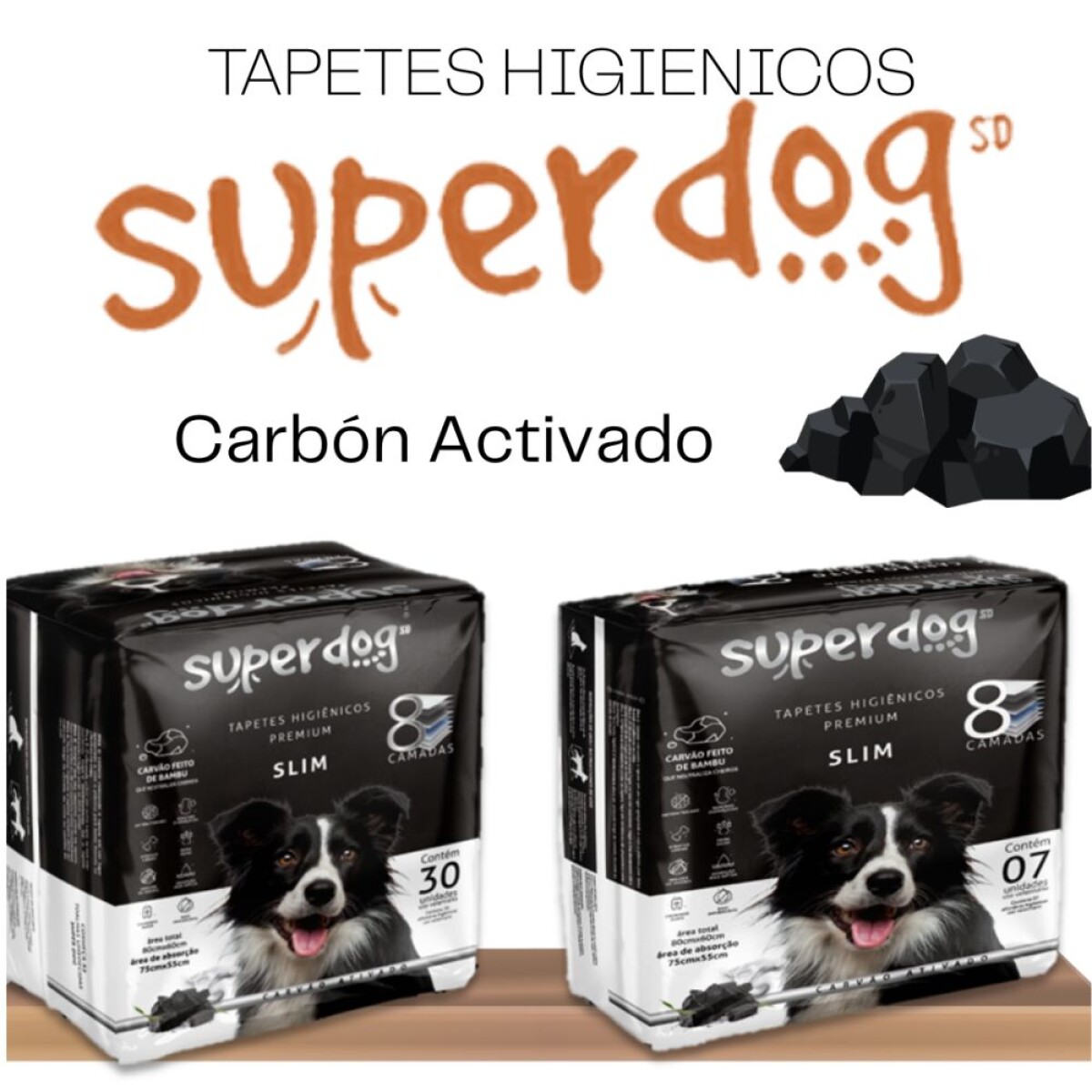 Tapete Higiénico Super Dog Carbón Activado 80*60 cm 30 ud 