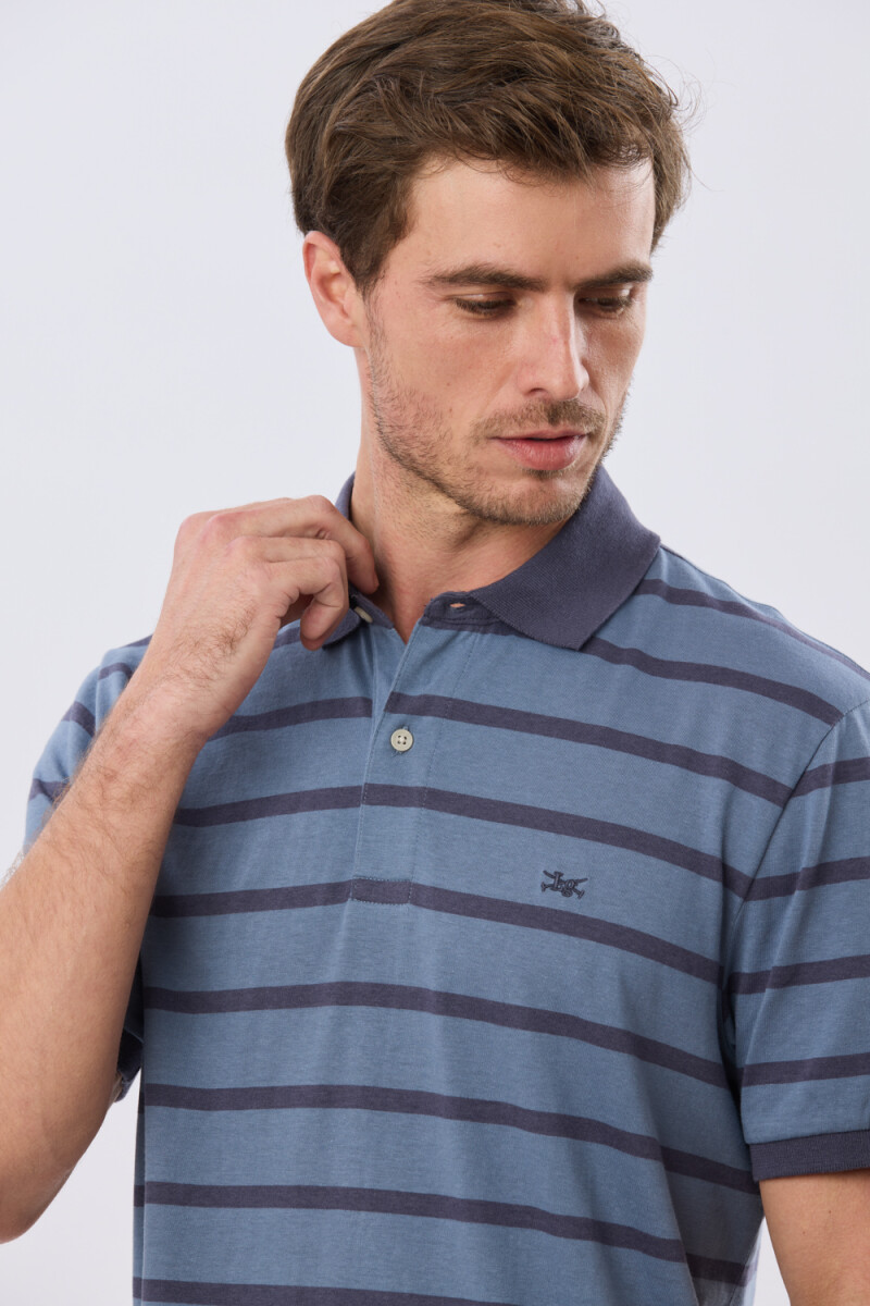 REMERA POLO RAYADA JERSEY - Piedra 