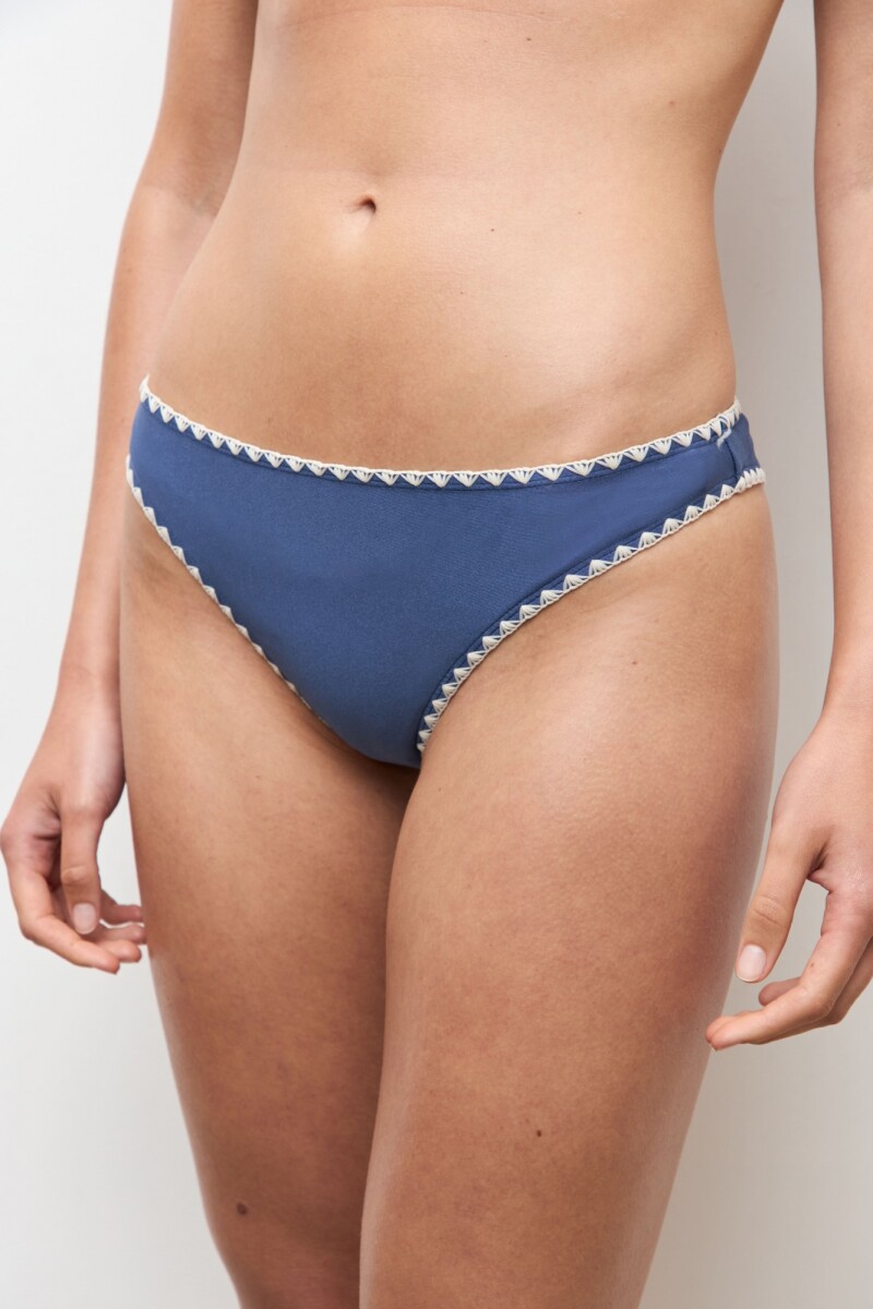 PREVENTA Bikini bottom Santorini bordado azul marino