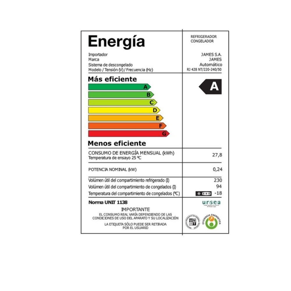 Heladeras James RJ 428 NT Heladeras James RJ 428 NT