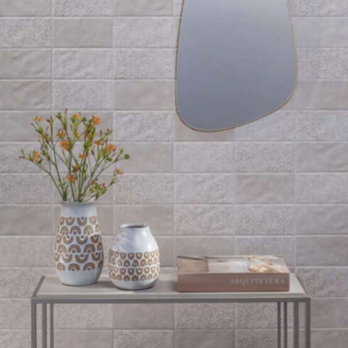 Ceramica Terracota Flores Decorado Mate 10X20Cm Pared GAMAS DE MARRON