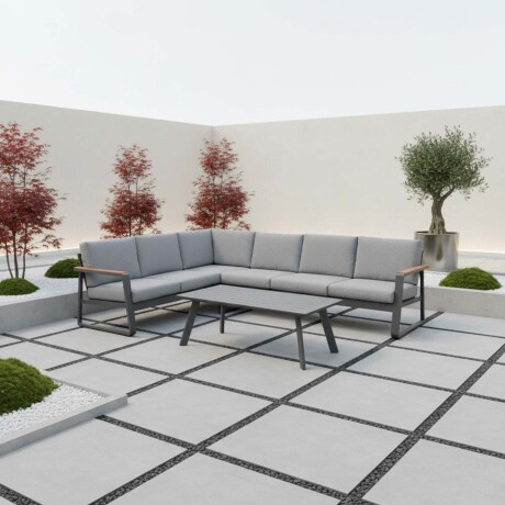 SET DE LIVING ESQUINERO ALUMINIO GRIS TENERIFE