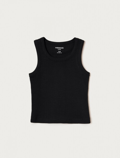 MUSCULOSA BÁSICA INFANTIL EN TELA CANALADA NEGRO