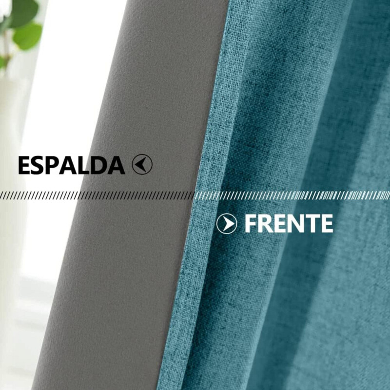 Cortina 2 Paños 106 X160 Cm Textura Lino Celeste