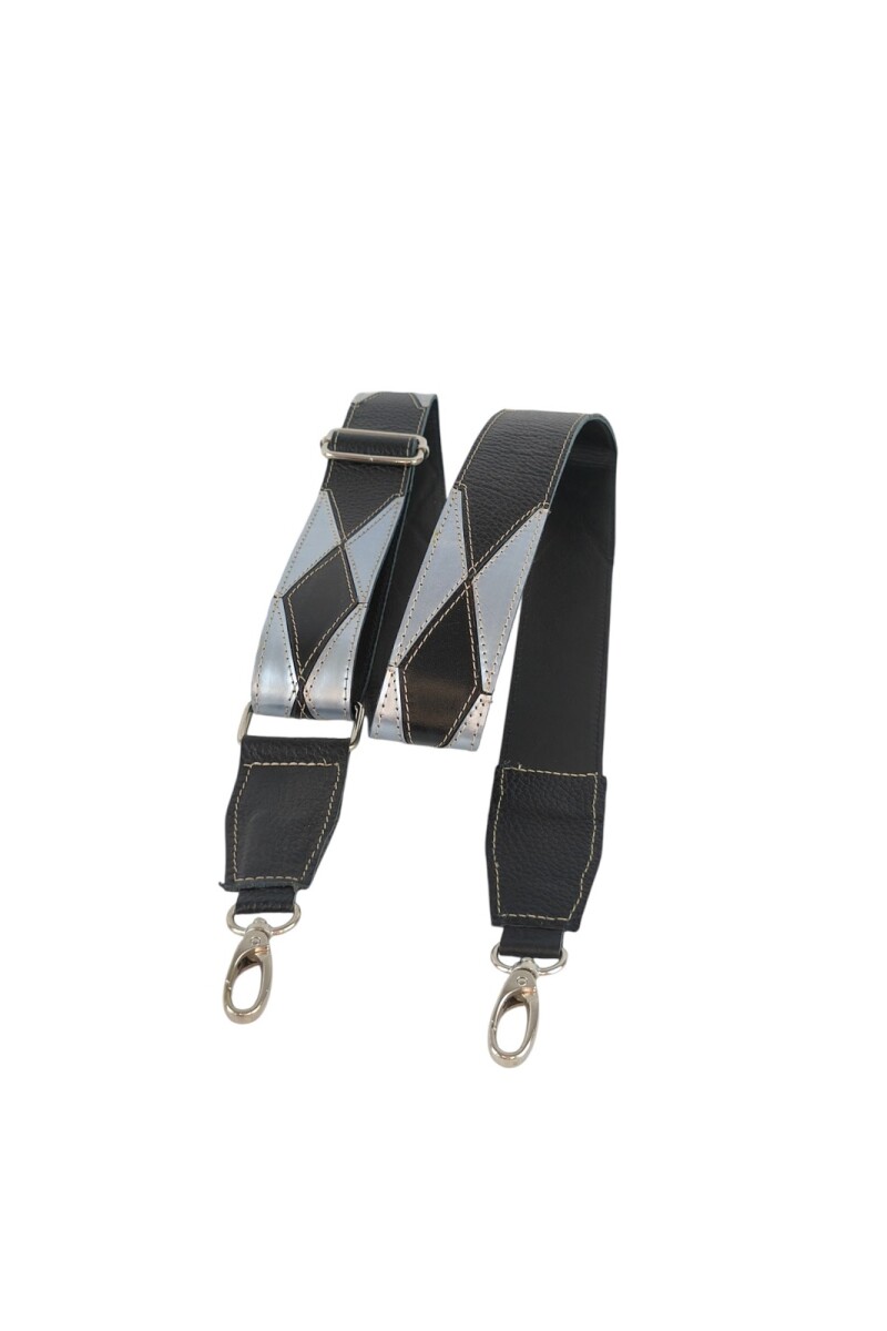 Correa de Cuero con Diseño Patchwork Negro