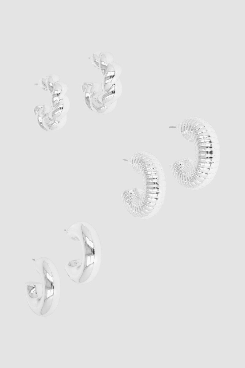 Set de aros con textura silver - Plata 