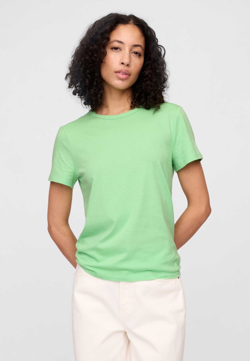 Remera Bàsica Manga Corta Cuello Redondo Mujer - Julep Green 