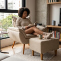 Juego De Living Sillón con puff Beige